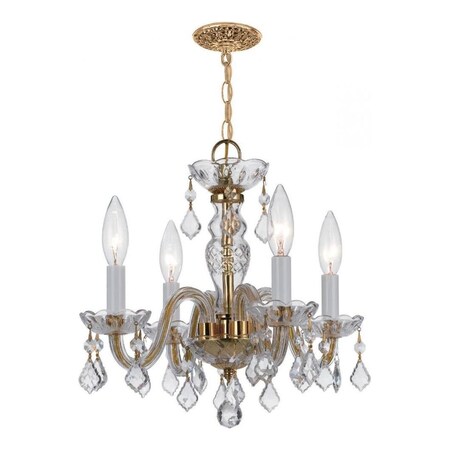 Crystorama Four Light Polished Brass Up Mini Chandelier 1064-PB-CL-SAQ